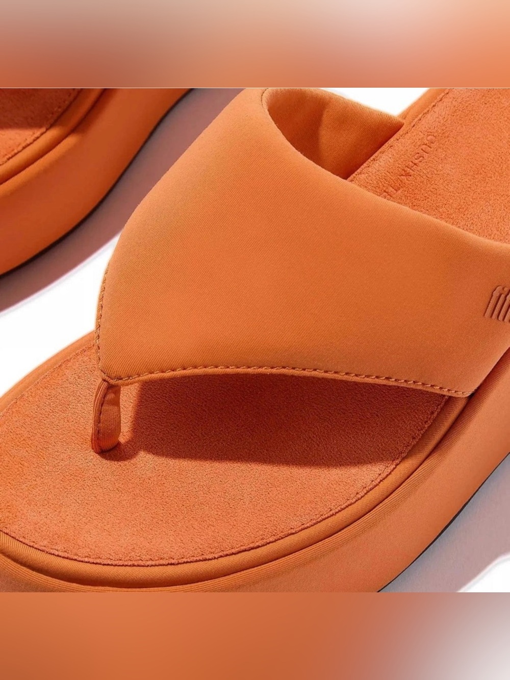 Platform Wedge Toe Post Sandals in “Satsuma”